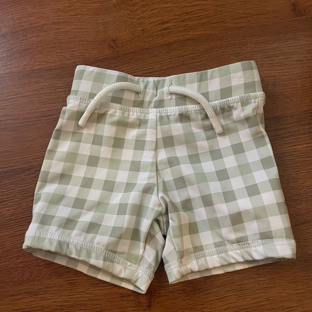 Petit Lem Green and White Gingham swin short 3M